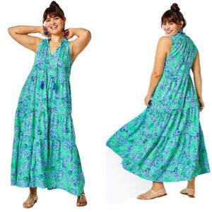 LILLY PULITZER RARE Malone Maxi Dress Cabana Keepin It Reel Plus Size XXL